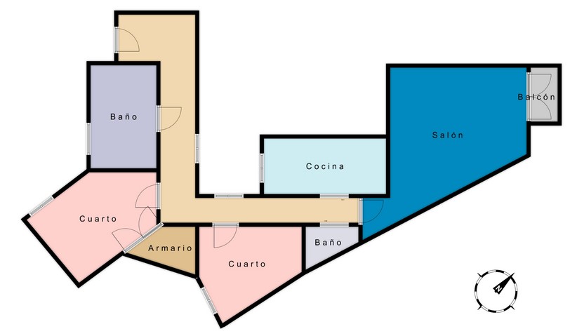 Piso de 2 dormitorios y 2 baños con parking y ascensor en zona centro